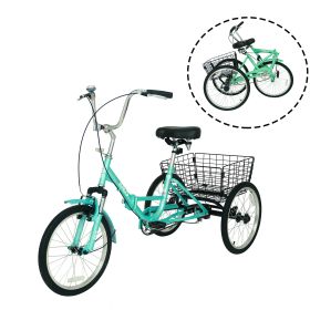 Adult Folding Tricycles 3 Wheel W/Installation Tools with Low Step-Through, Large Basket, Foldable Tricycle for Adults, Women, Men