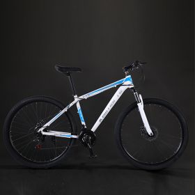 Aluminum Alloy Mountain Bike Shock Absorption Disc Brake (Option: White Blue-29inches 24speed)