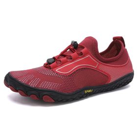 Men's And Women's Fitness Exercise Running Outdoors Climbing Shoes (Option: 2303Wine Red-37)