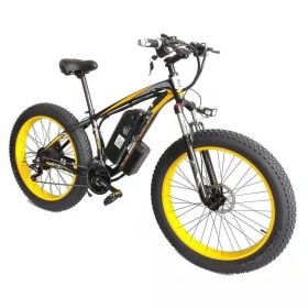 Electric Bicycle Lithium Tram Snow Electric Mountain Bike 21 Speed (Option: Yellow-US)