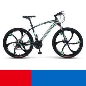 Shock Absorbing Bike Outdoor Riding Variable Speed Cross-country (Option: Black green six knife wheel-26inch 21speed)