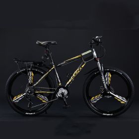 Variable Speed Shock Absorption Mountain Bike (Option: Black gold-Three knife wheel-24inches30speed)