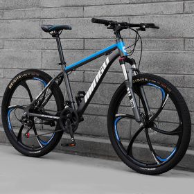 Mountain Bike Bicycle 24 26 Inch Disc Brake Shock Absorption Bicycle Men's And Women's Variable Speed Bicycle (Option: Six cuts blue-30speed)