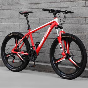 Mountain Bike Bicycle 24 26 Inch Disc Brake Shock Absorption Bicycle Men's And Women's Variable Speed Bicycle (Option: Three cuts red-30speed)