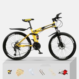 Dual Shock Absorbing Off-road Variable Speed Racing Male And Female Student Bikes (Option: Black yellow-1 Style-21speed)