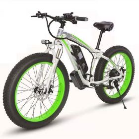 Electric Bicycle Lithium Tram Snow Electric Mountain Bike 21 Speed (Option: Green-US)