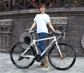 Aluminum Alloy Road Bike 21 Speed Bend Put Double Disc Brake (Option: White black-21speed)