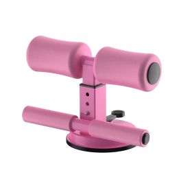 Sit Up Bar Floor, Portable Sit Up Exercise Equipment with Strong Suction Cups and Adjustable Foot Holder (Color: Pink)