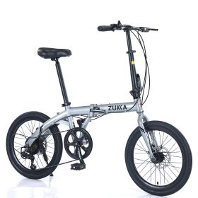 20" Folding City Bike Aluminum Frame 8 Speed Folding Bike (Color: as Pic)