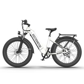 AOSTIRMOTOR new pattern 26" 1000W Electric Bike Fat Tire 52V15AH Removable Lithium Battery for Adults(white) (Color: as picture)