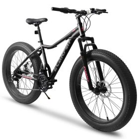 A2605D Ecarpat 26 Inch Fat Tires Mountain Bike, 26x4" Wide Wheels, 21-Speed Mens Womens Trail Beach Snow Commuter City Mountain Bike, Carbon Steel Fra (Color: as Pic)