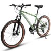 A24301 Ecarpat Mountain Bike 24 Inch Wheels, 21-Speed Mens Womens Trail Commuter City Mountain Bike, Carbon steel Frame Disc Brakes Thumb Shifter Fron